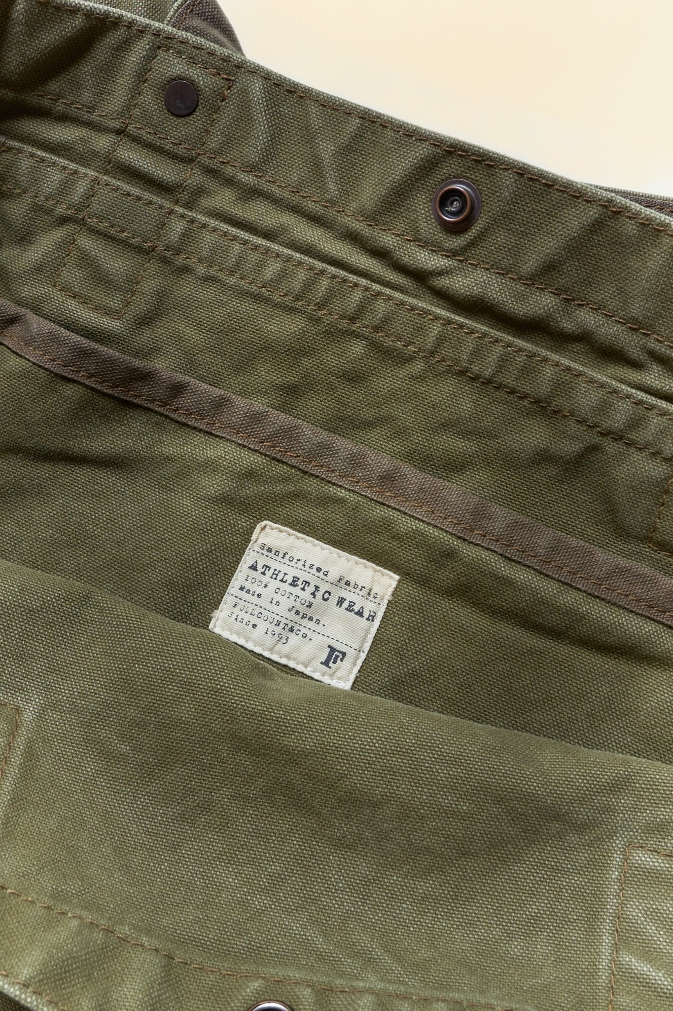 Fullcount Paraffin Canvas Coal Bag - Olive -Fullcount - URAHARA