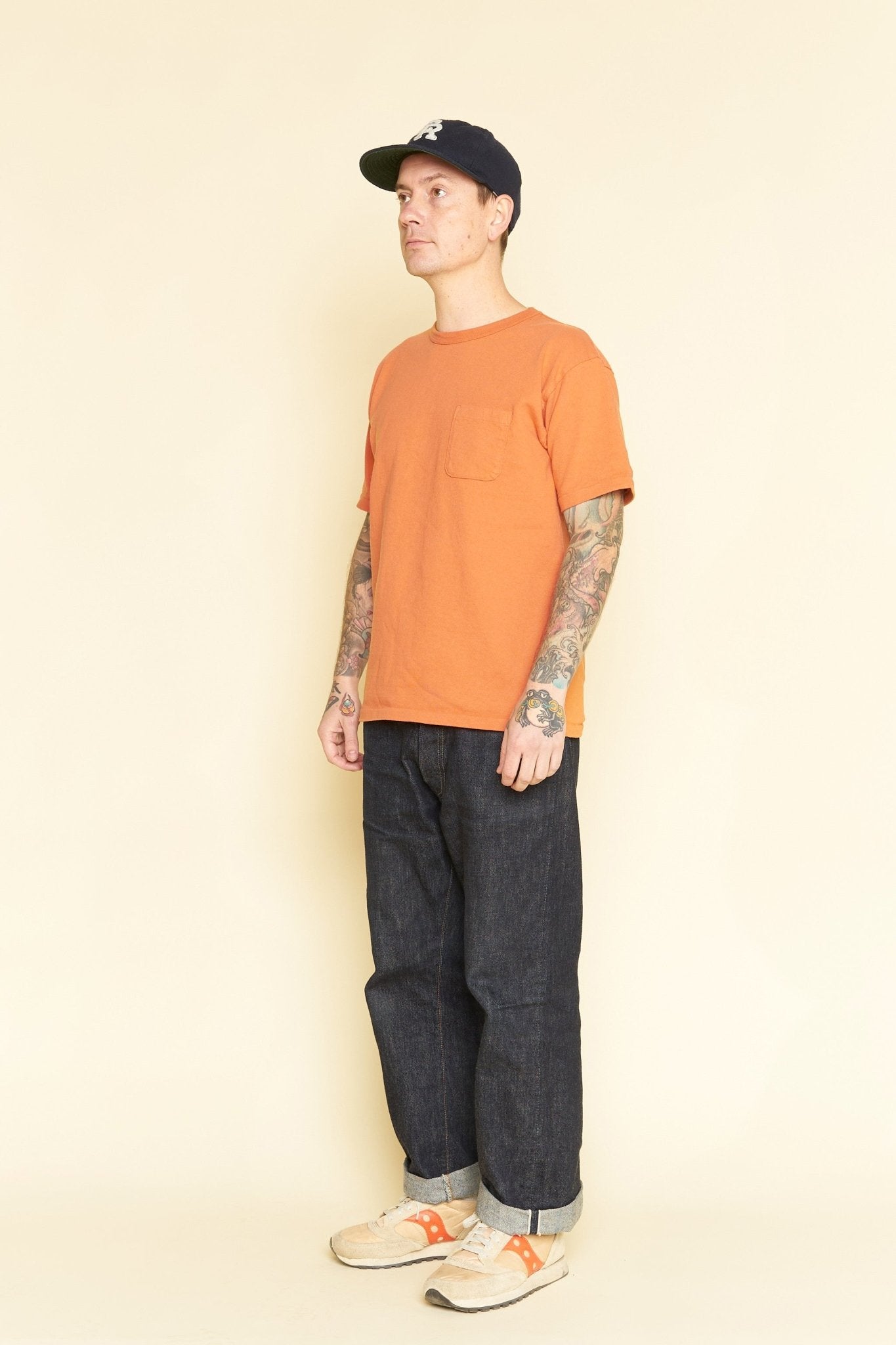 Godspeed Heavyweight Tsuriami 10oz Loopwheel Pocket T-Shirt - Orange -Godspeed - URAHARA