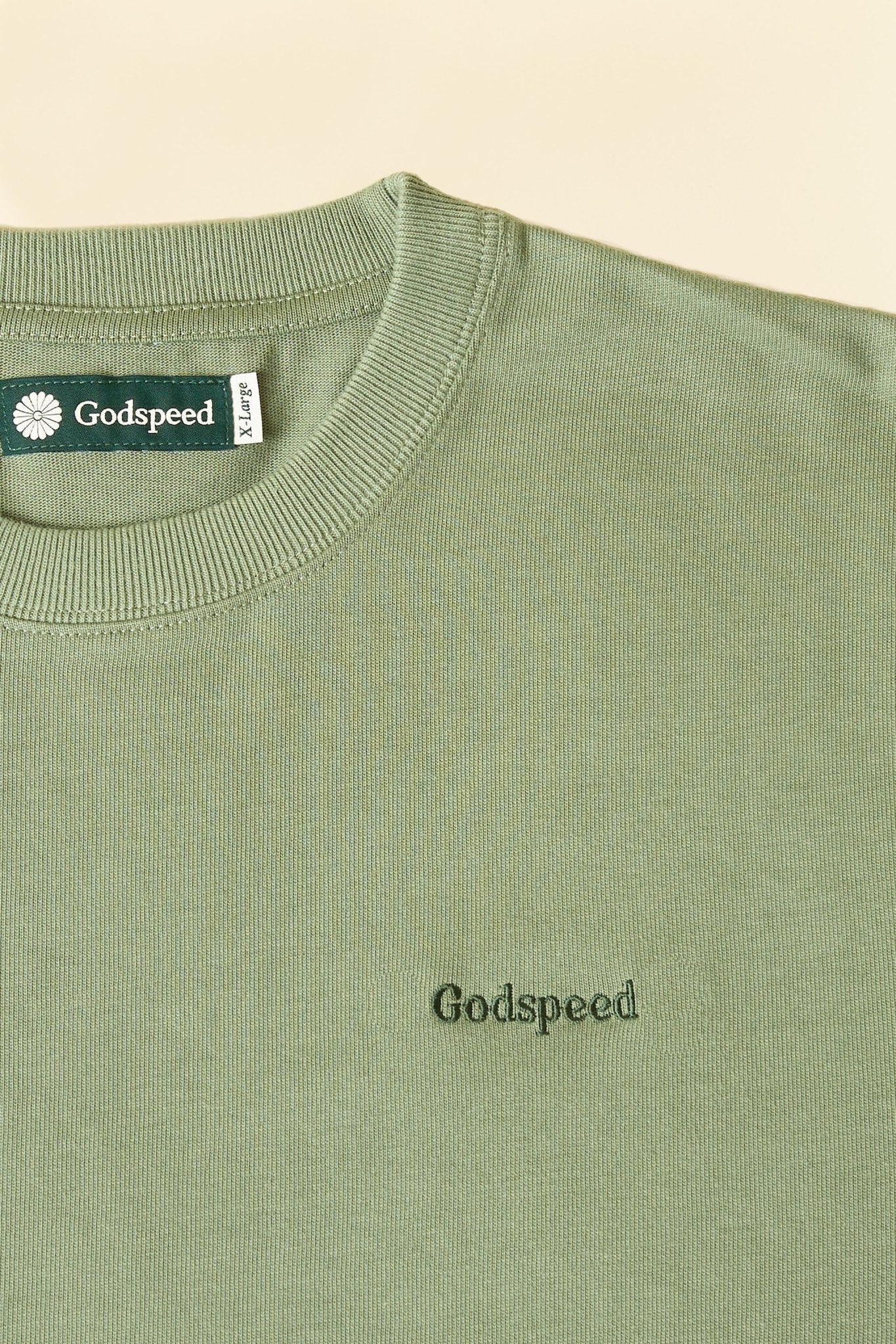 Godspeed Tonal Mini Logo Heavyweight Organic T-Shirt - Green -Godspeed - URAHARA