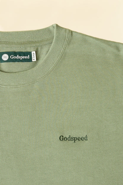 Godspeed Tonal Mini Logo Heavyweight Organic T-Shirt - Green -Godspeed - URAHARA