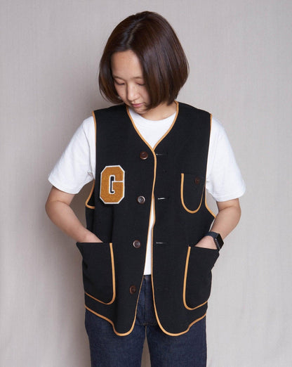 Godspeed x Dehen 1920 'Five Year' Knit Utility Vest - Black / Gold -Godspeed - URAHARA