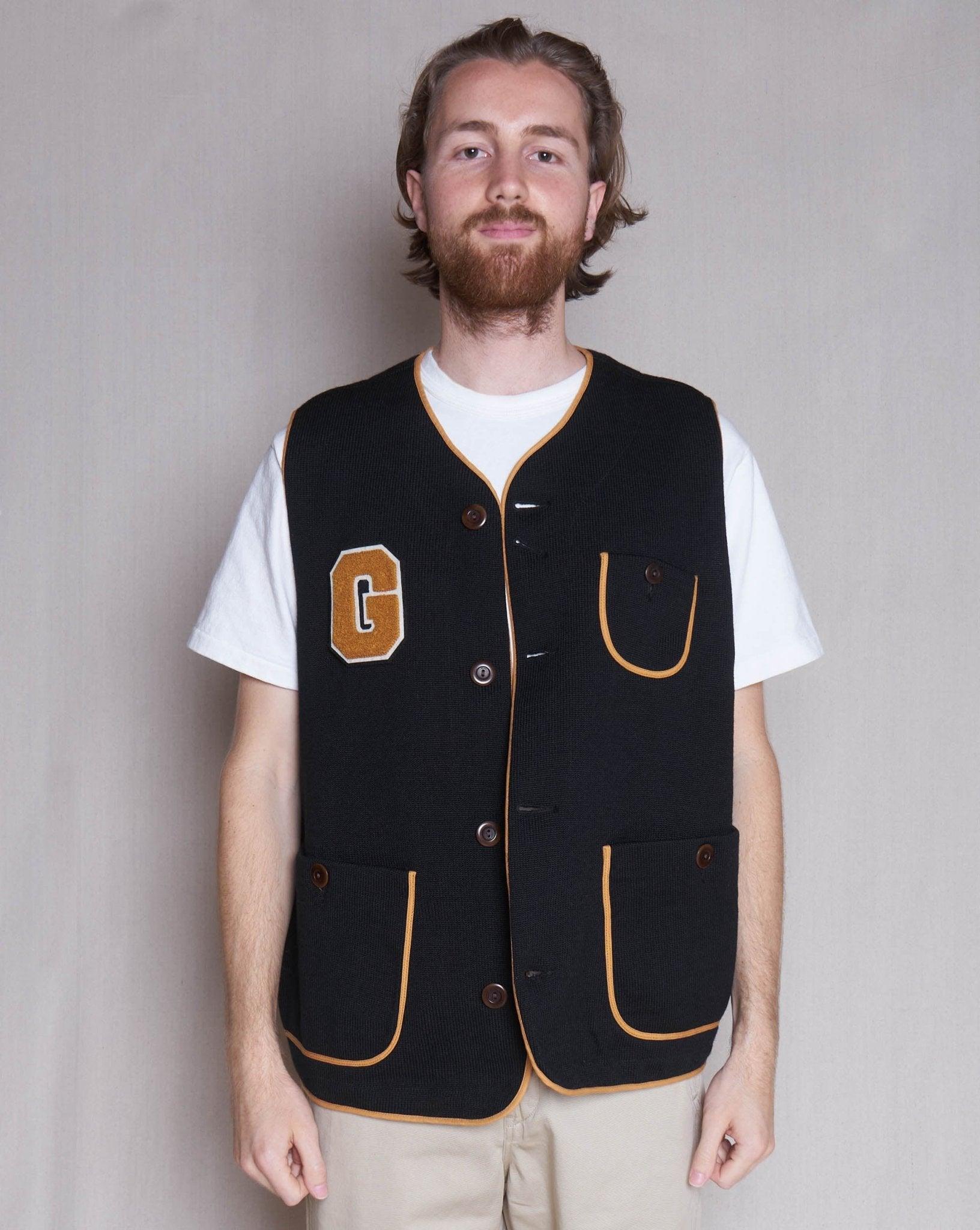 Godspeed x Dehen 1920 'Five Year' Knit Utility Vest - Black / Gold -Godspeed - URAHARA