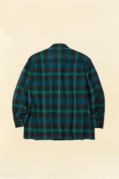 Radiall Boulevard L/S Open Collared Shirt - Bottle Green -Radiall - URAHARA