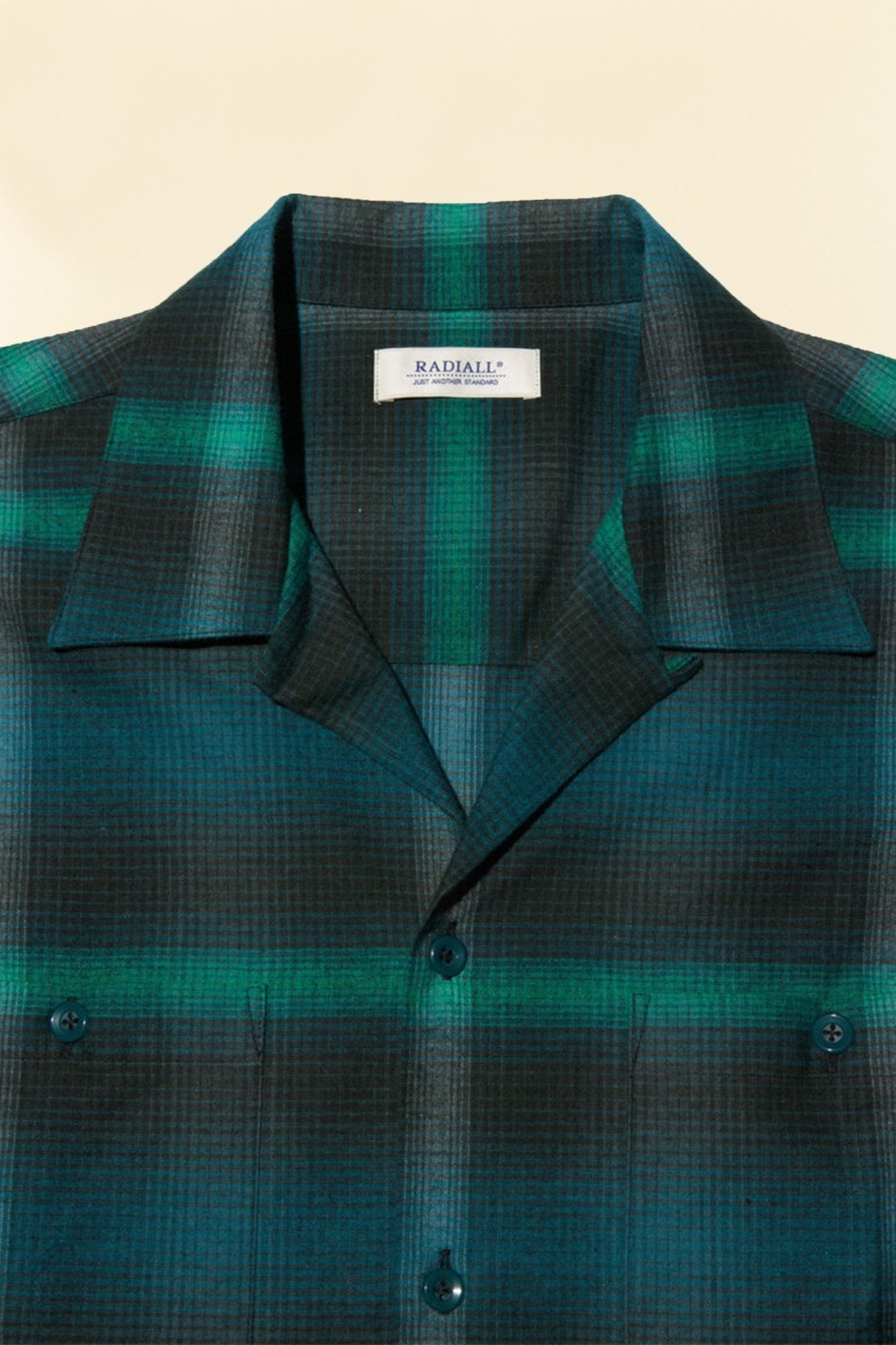 Radiall Boulevard L/S Open Collared Shirt - Bottle Green -Radiall - URAHARA