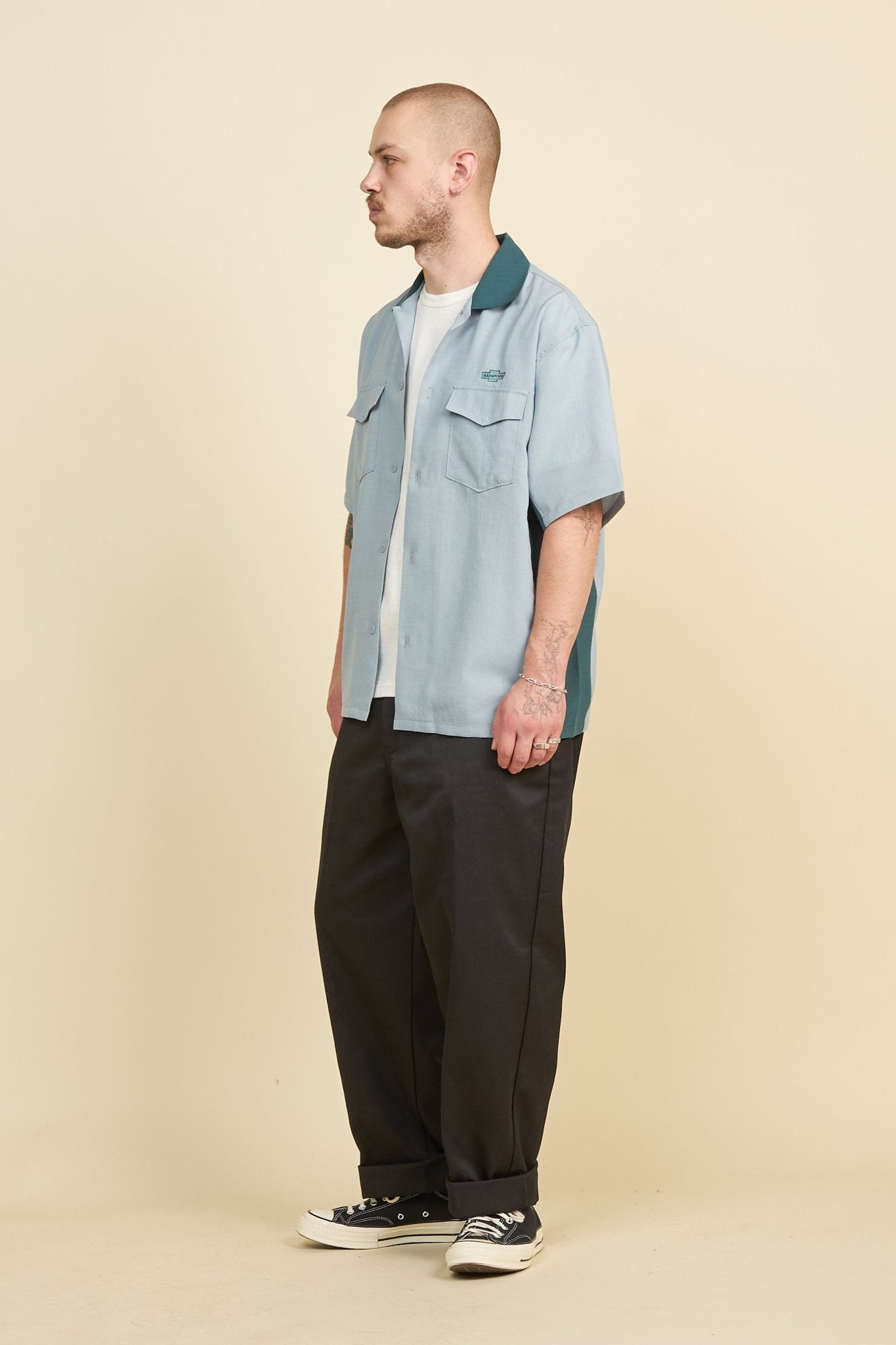 Radiall Hammond S/S Open Collared Shirt - Green -Radiall - URAHARA