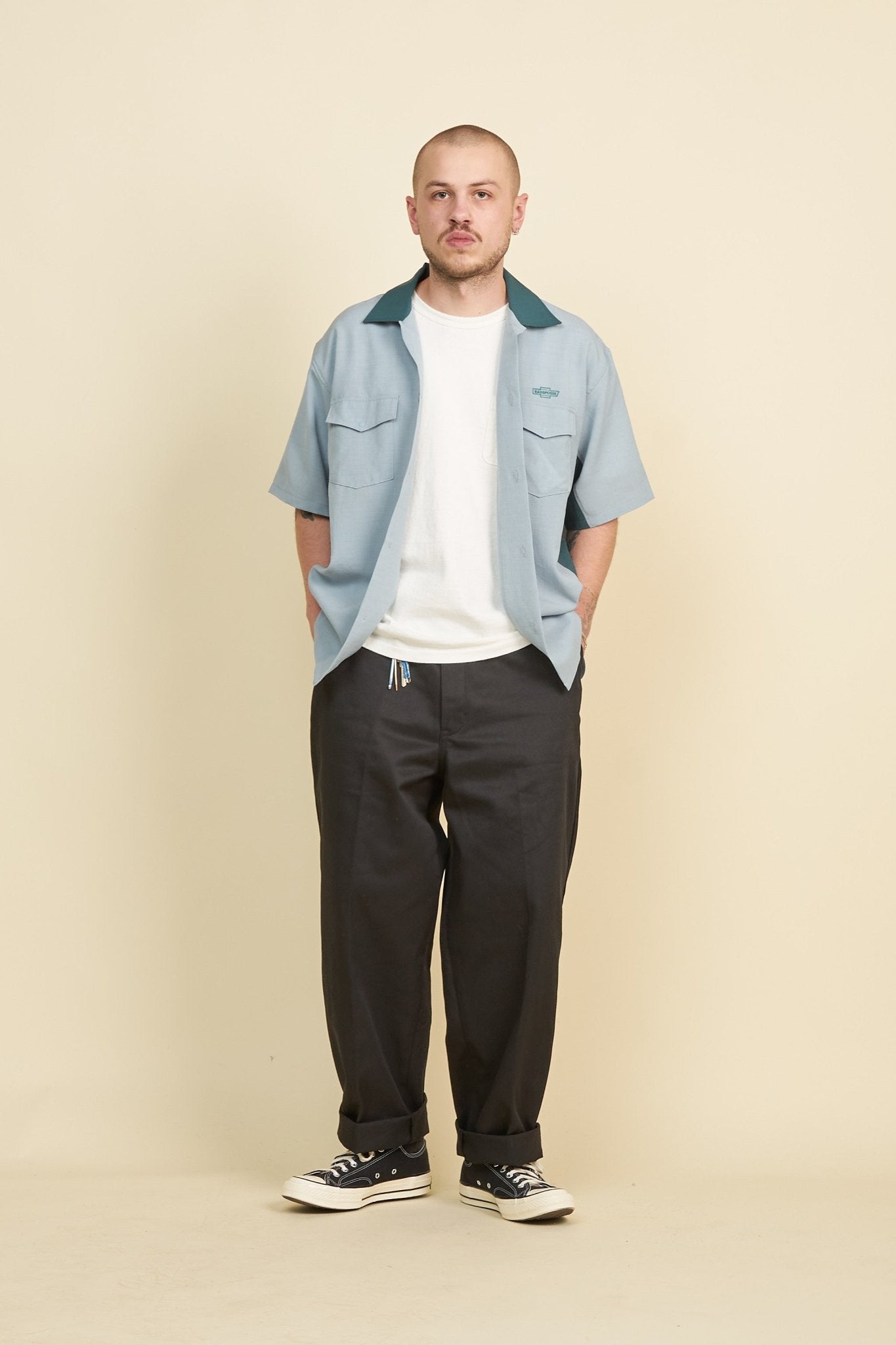 Radiall Hammond S/S Open Collared Shirt - Green -Radiall - URAHARA