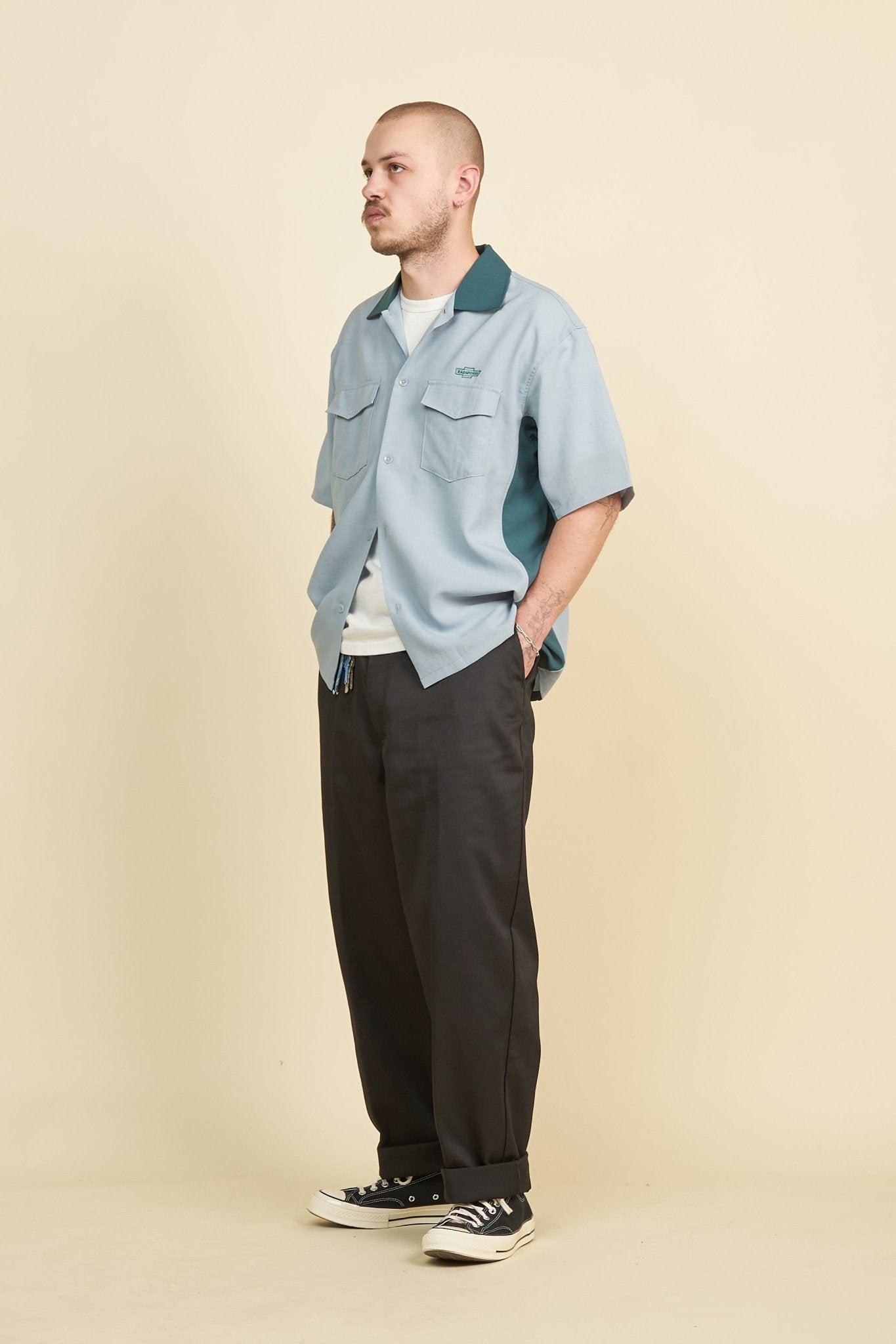 Radiall Hammond S/S Open Collared Shirt - Green -Radiall - URAHARA