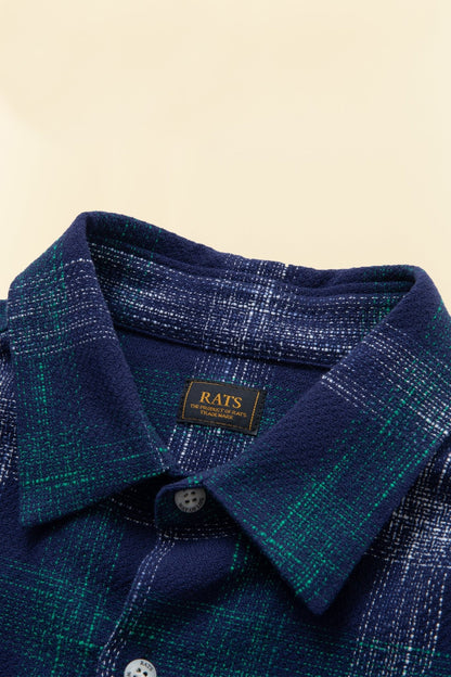 Rats Amundsen Cotton Check Shirt - Blue -Rats - URAHARA