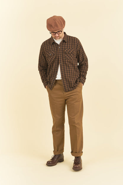 Rats Amundsen Cotton Check Shirt - Brown -Rats - URAHARA