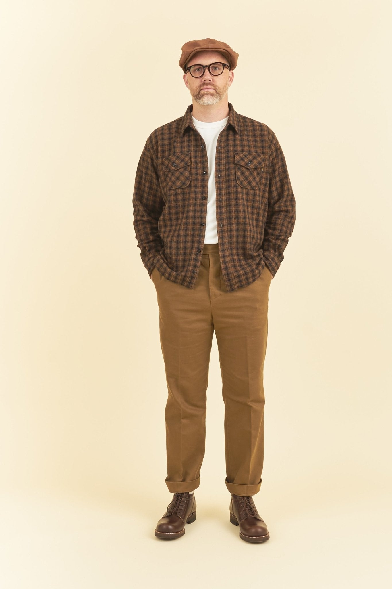 Rats Amundsen Cotton Check Shirt - Brown -Rats - URAHARA