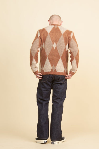 Rats Argyle Mohair Knit Cardigan - Brown -Rats - URAHARA