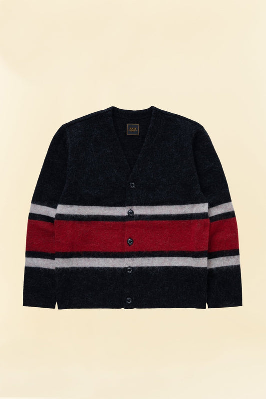 Rats Border Mohair Knit Cardigan - Black -Rats - URAHARA