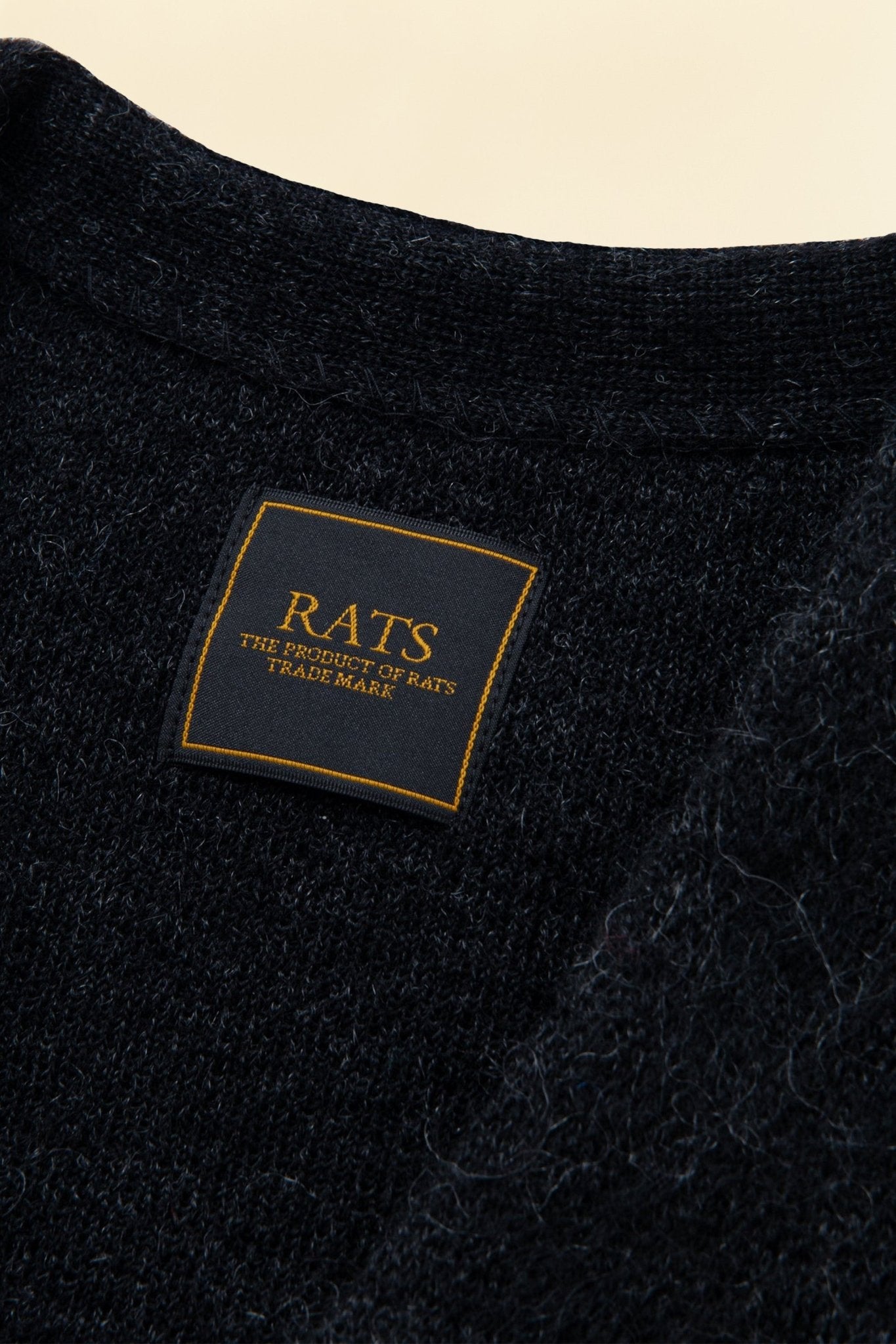 Rats Border Mohair Knit Cardigan - Black -Rats - URAHARA