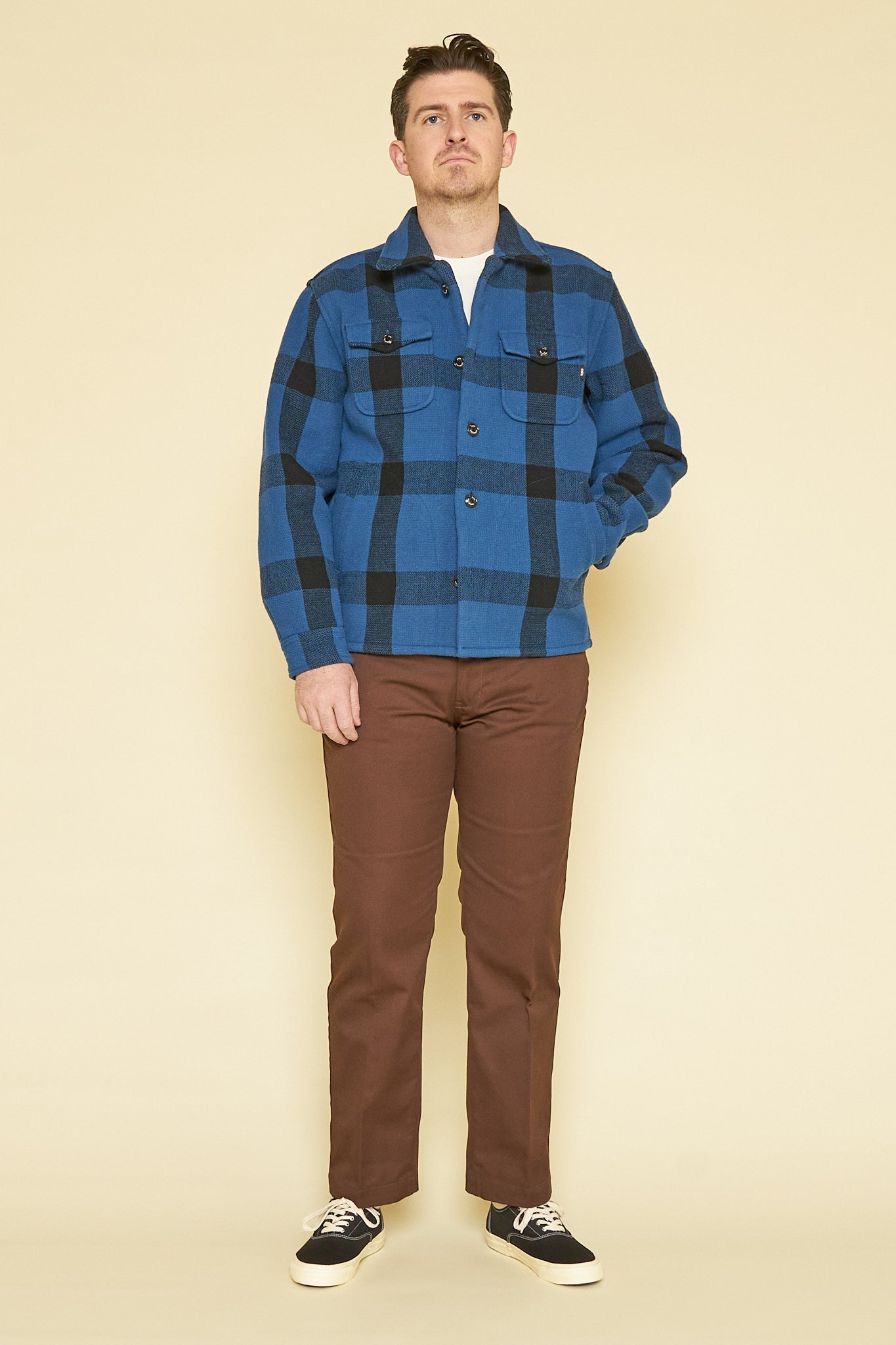 Rats Buffalo Check Shirt Jacket - Blue Check -Rats - URAHARA