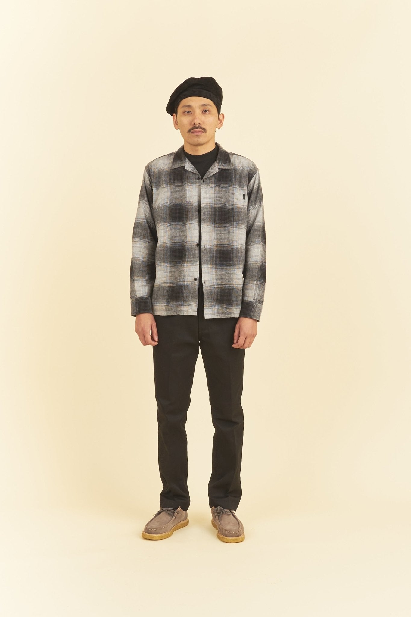 Rats Cotton Ombre Check Shirt - Grey -Rats - URAHARA