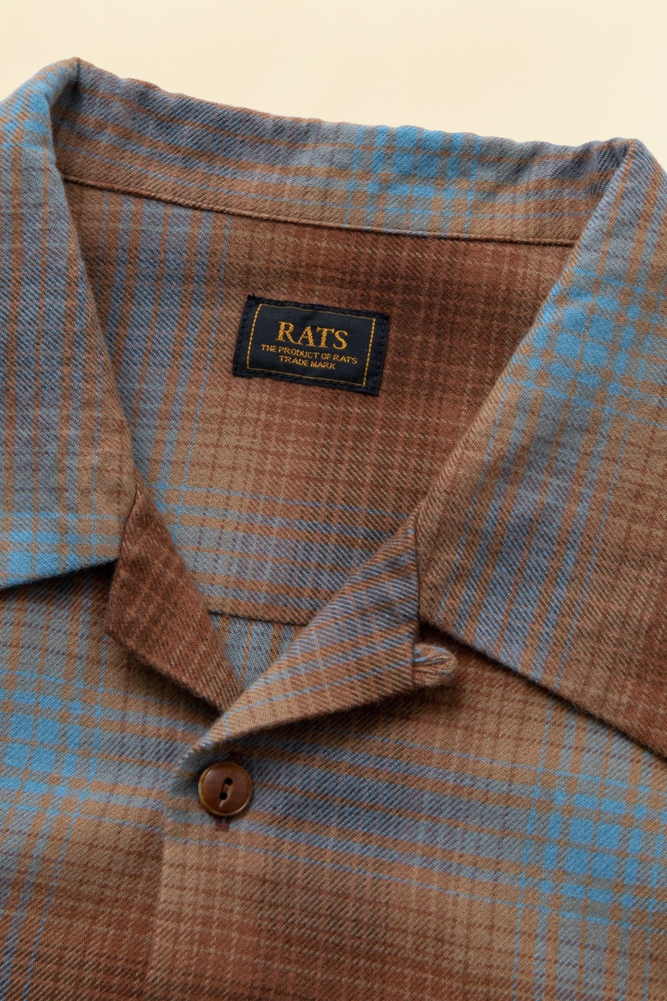 Rats Cotton Rayon Check Shirt - Brown -Rats - URAHARA