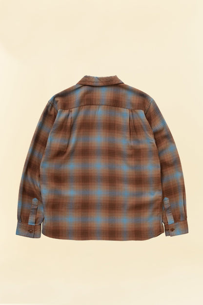 Rats Cotton Rayon Check Shirt - Brown -Rats - URAHARA