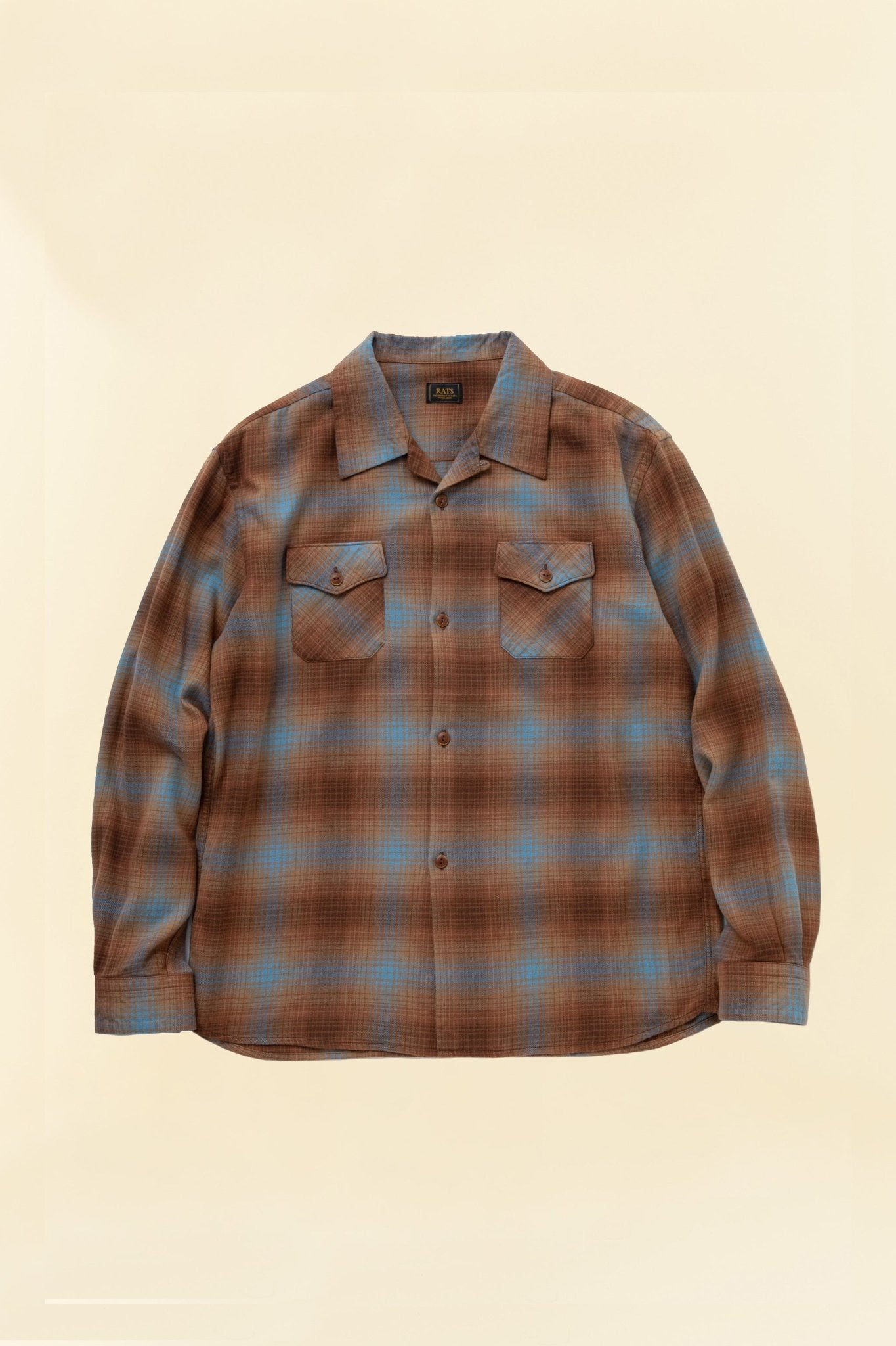 Rats Cotton Rayon Check Shirt - Brown -Rats - URAHARA