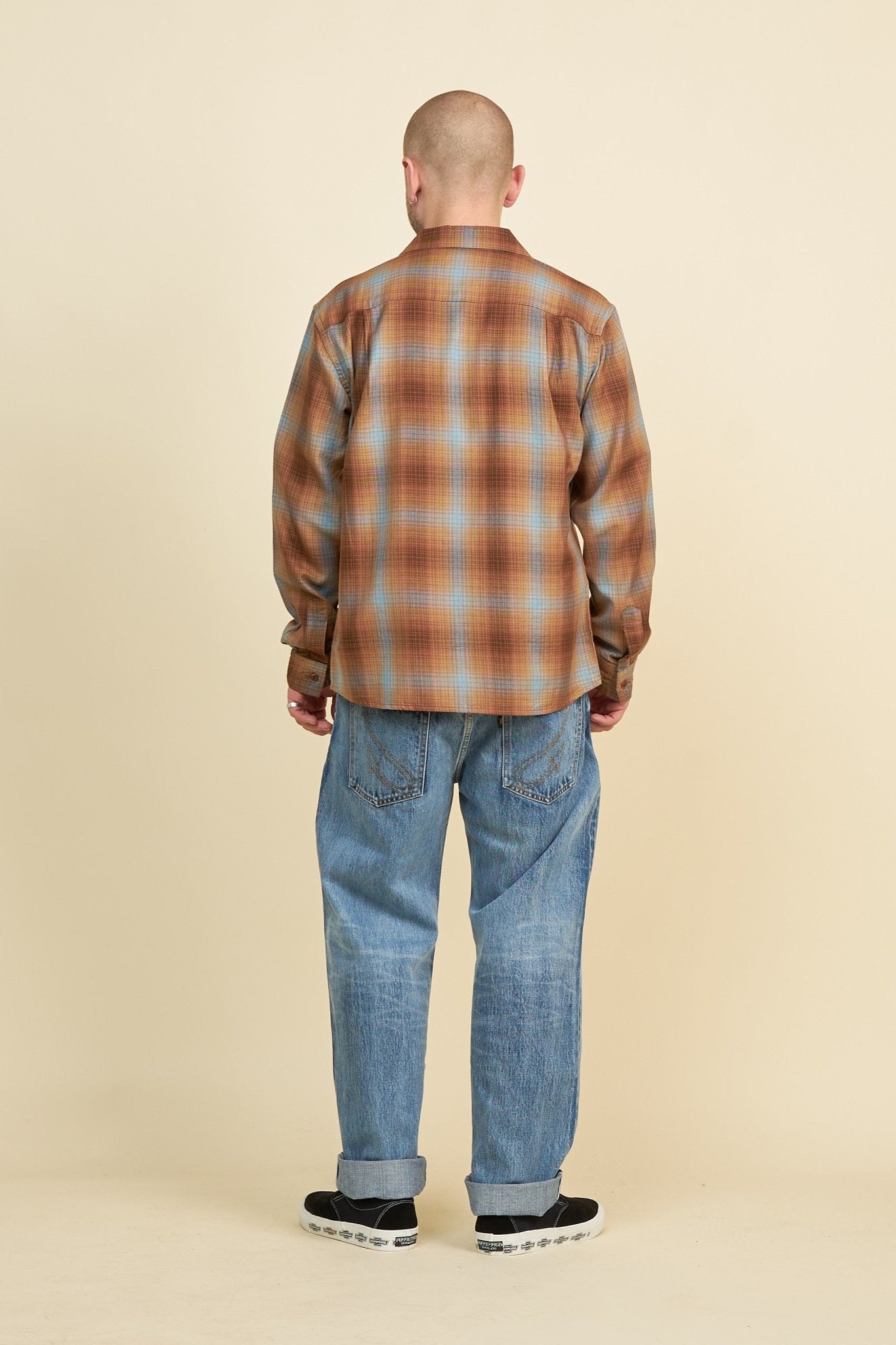 Rats Cotton Rayon Check Shirt - Brown -Rats - URAHARA