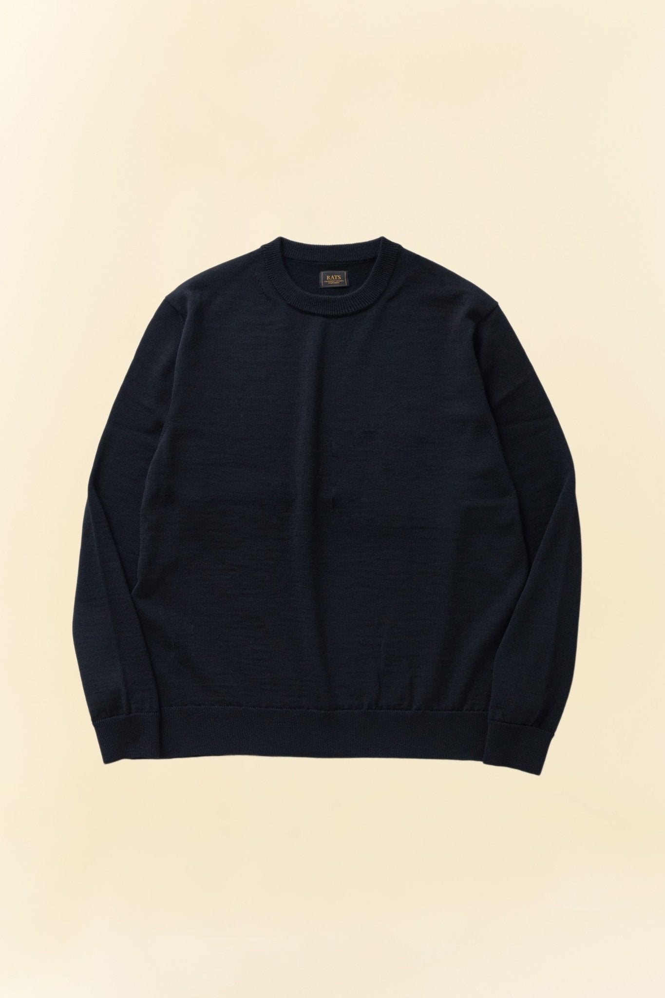 Rats High Gauge Crew Neck Wool Knit Sweatshirt - Black -Rats - URAHARA