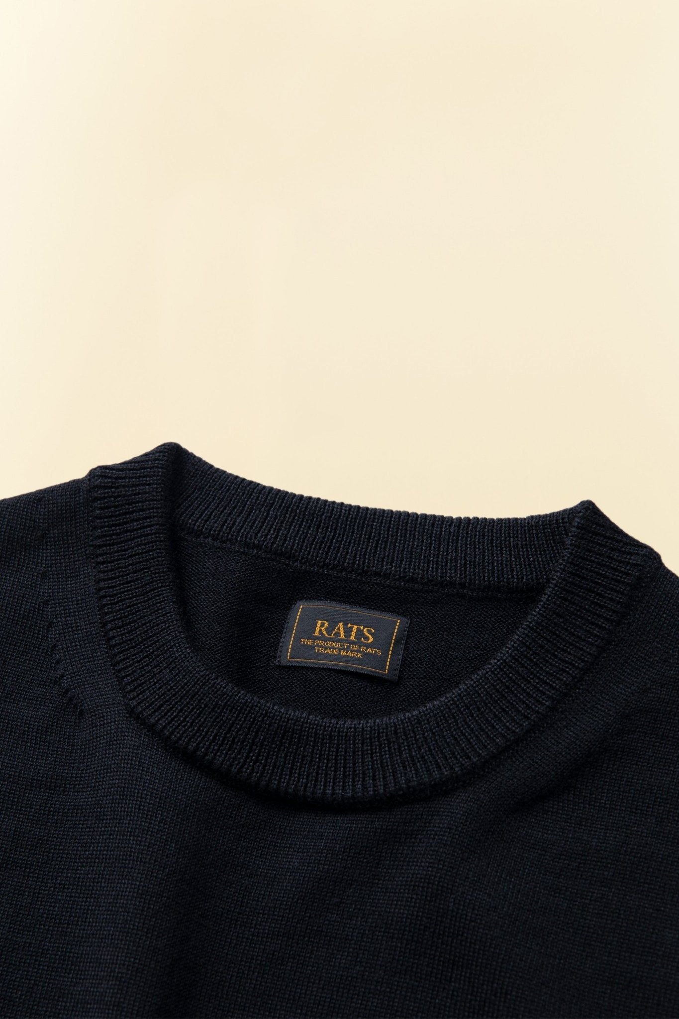 Rats High Gauge Crew Neck Wool Knit Sweatshirt - Black -Rats - URAHARA