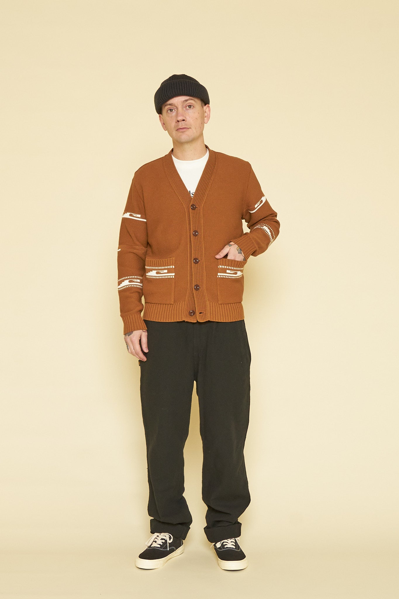 Rats Native Kanoko Cardigan - Brown -Rats - URAHARA