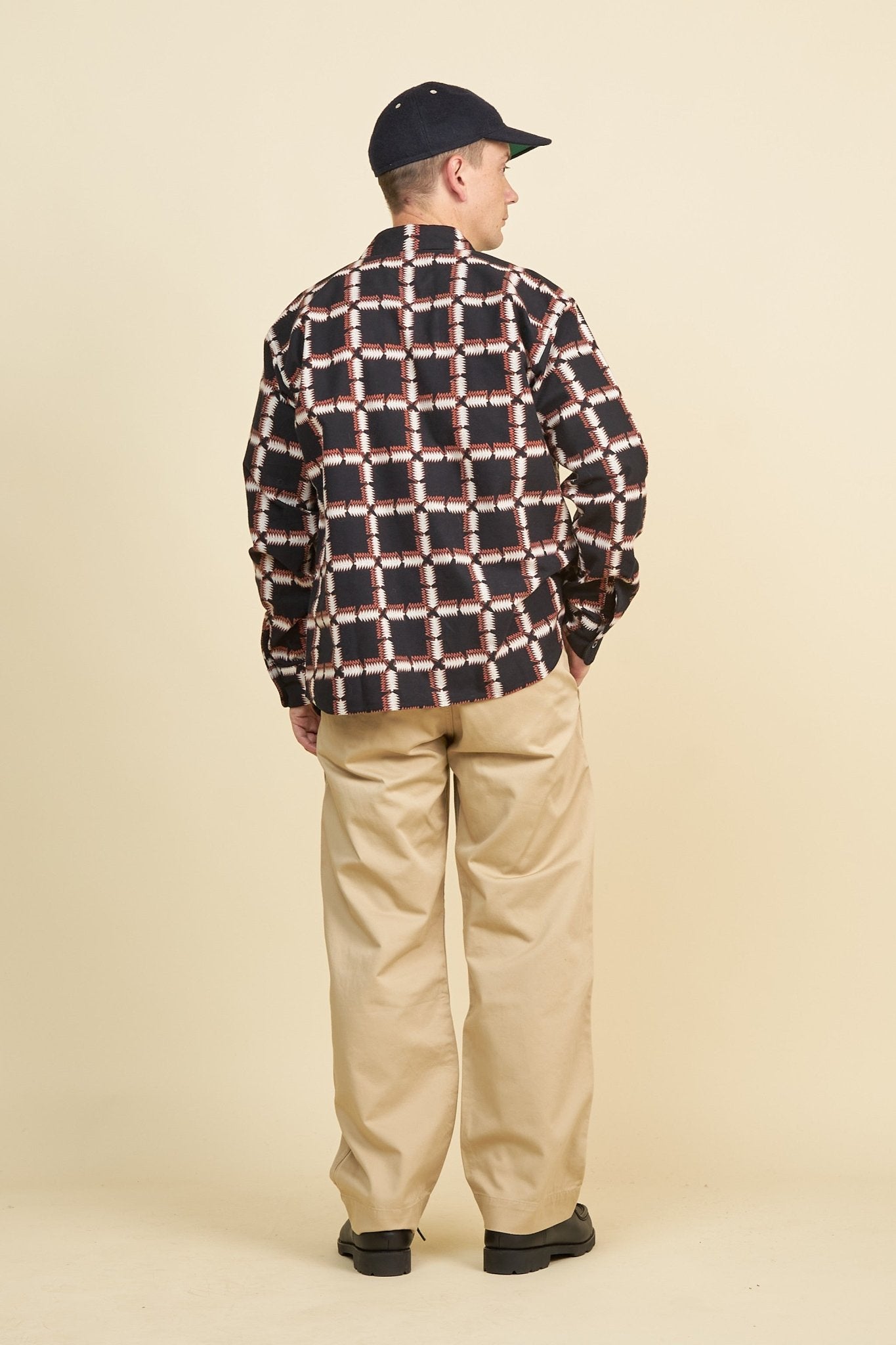 Rats Native Print Flannel Shirt - Black / Orange -Rats - URAHARA