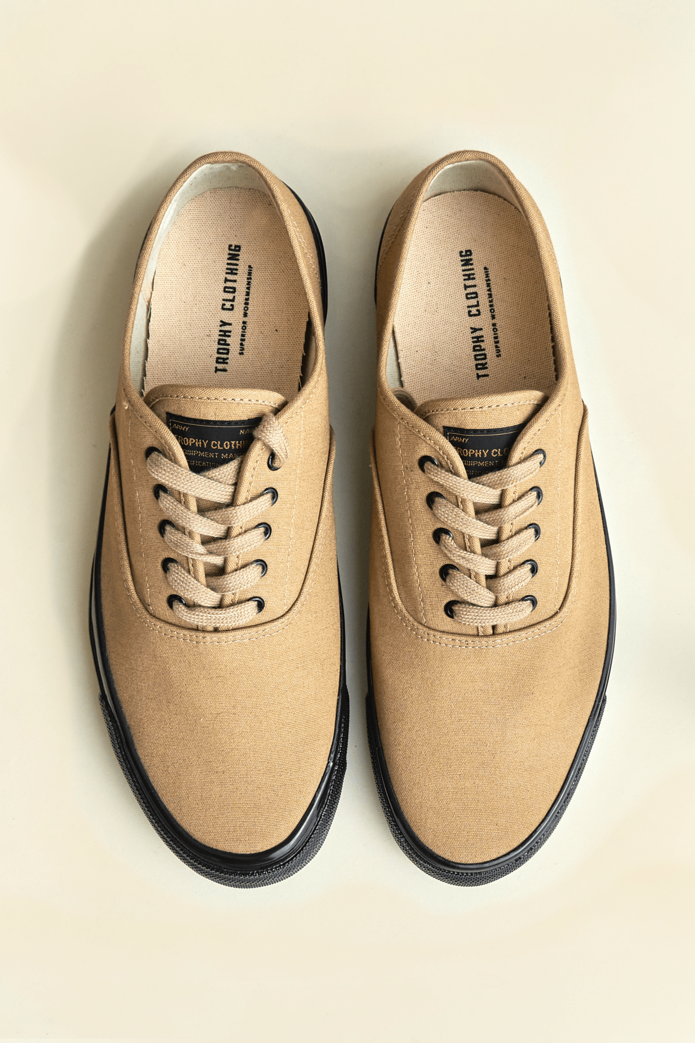 Trophy Mil Boat Shoes - Beige Black -Trophy Clothing - URAHARA