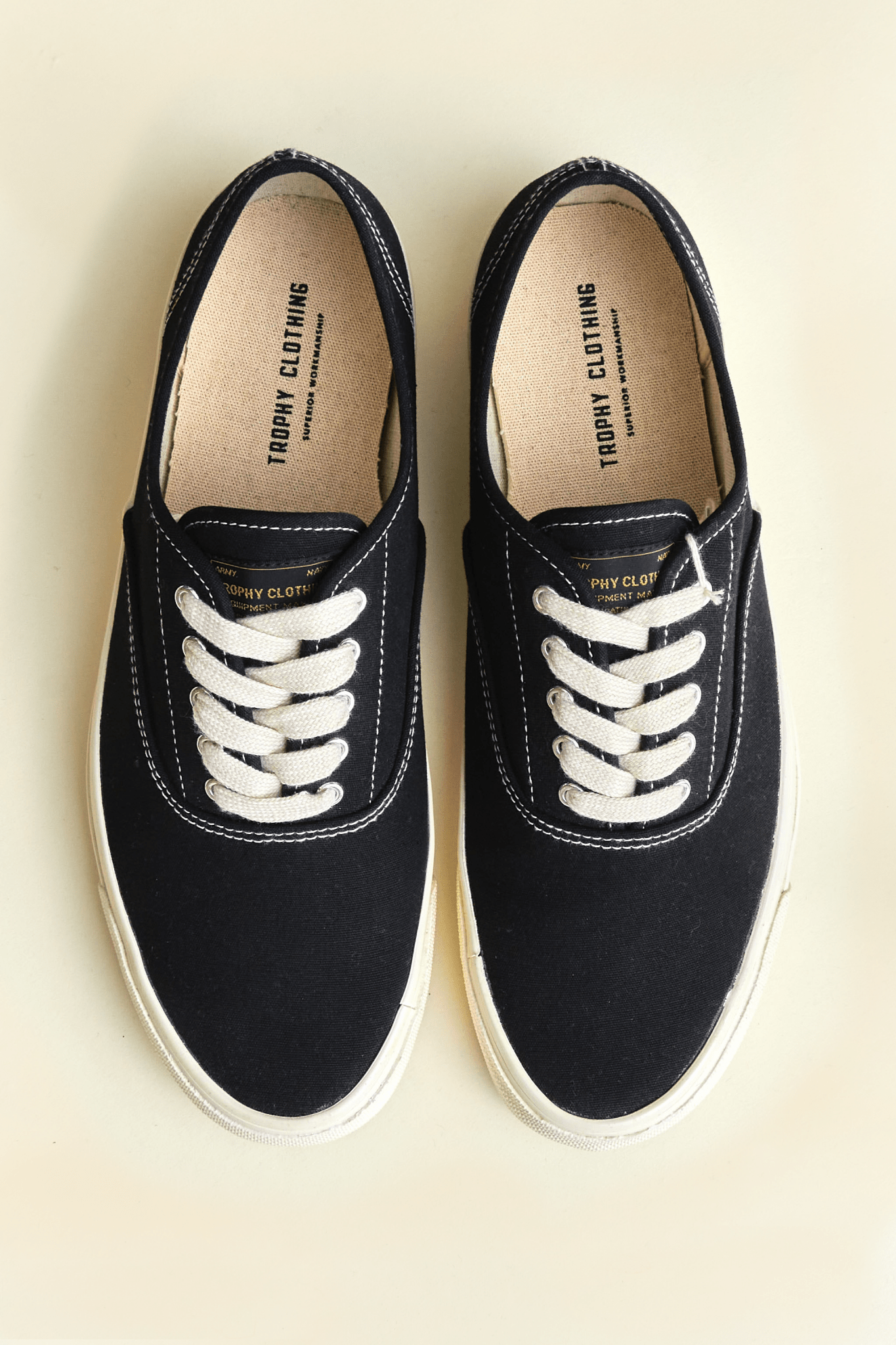 Trophy Mil Boat Shoes - Black×Cream -Trophy Clothing - URAHARA